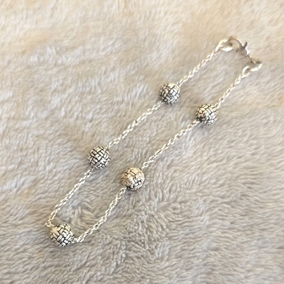 #126 Elegant Silver Tone Beaded Bracelet - Picture 2 of 3